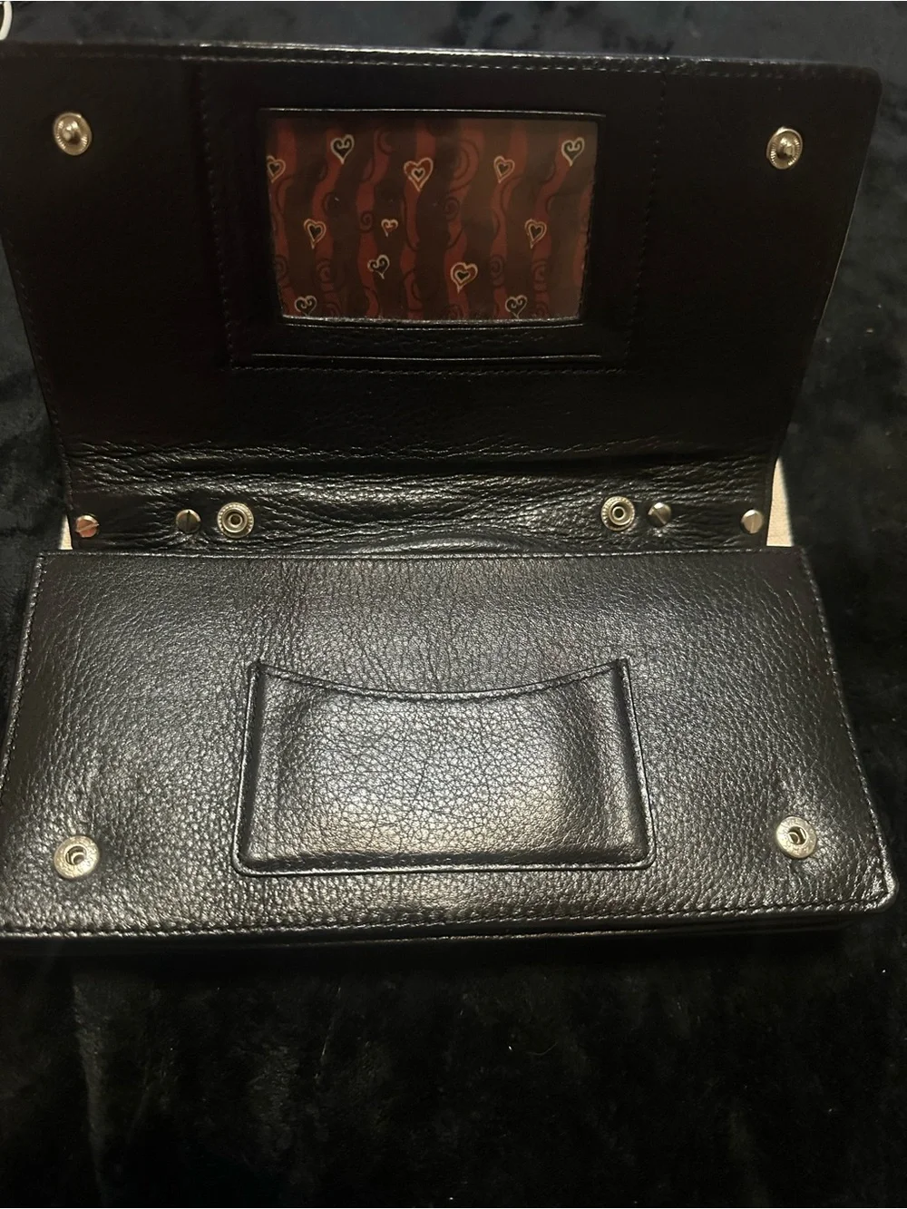 BRIGHTON Black Croc-Embossed Leather Top-Handle Bag Compartments GALORE